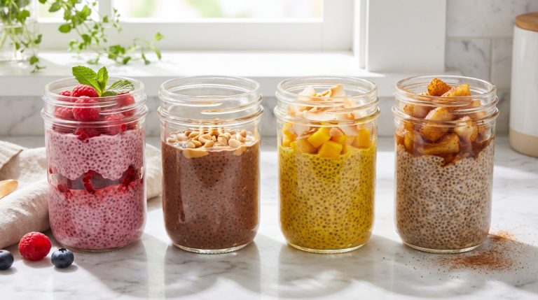 Chia Pudding 4 Ways: The 10-Gram-Fiber Breakfast in 5 Minutes