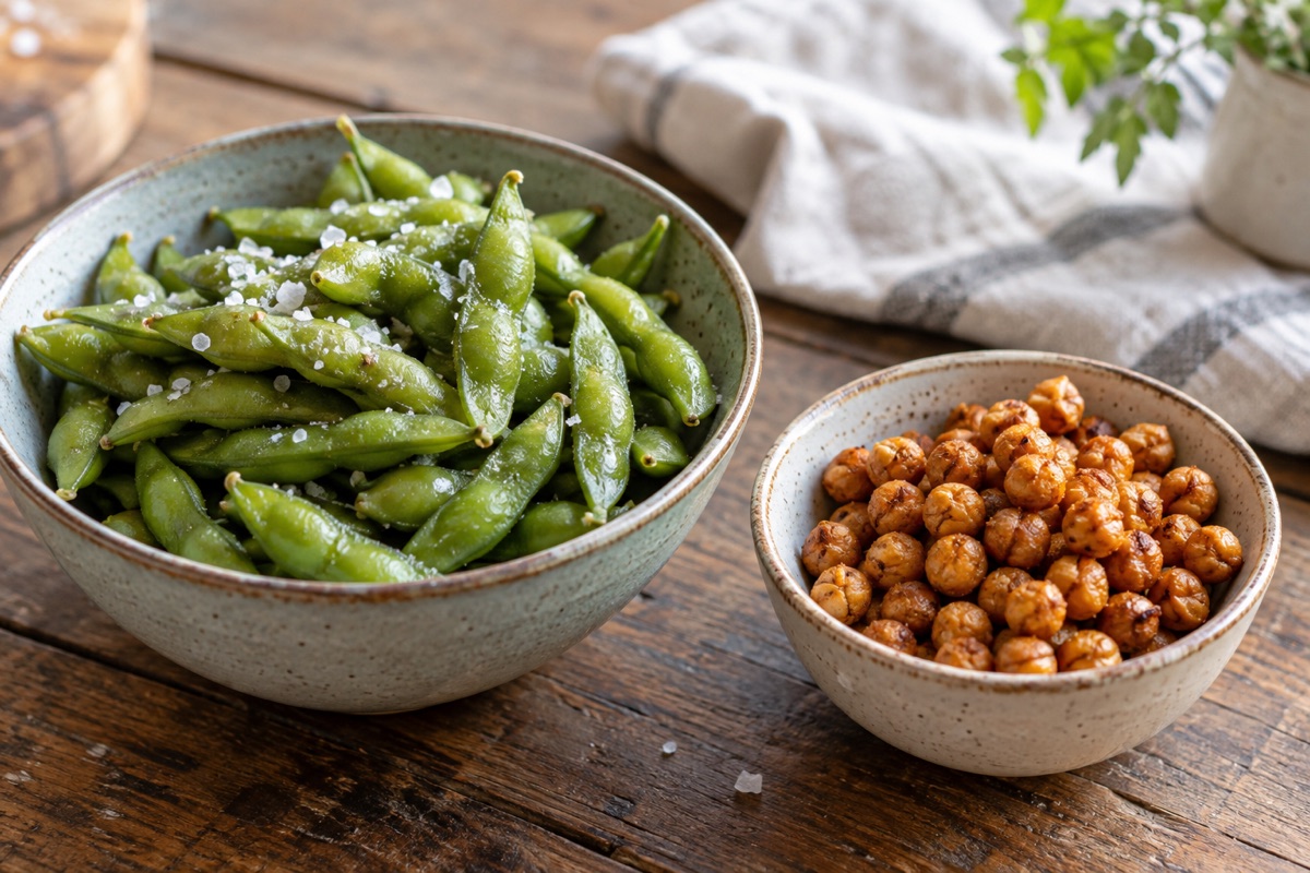 Edamame and roasted chickpeas