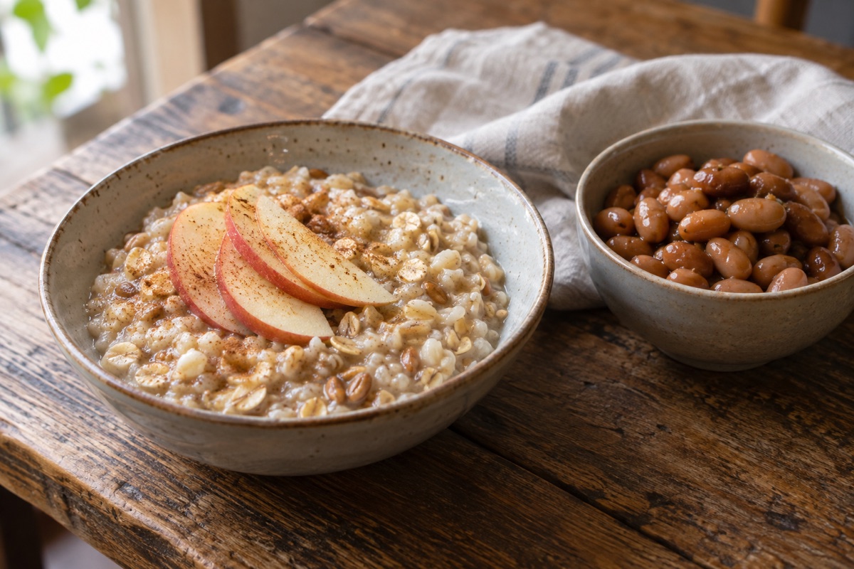 Oat and barley porridge with apple