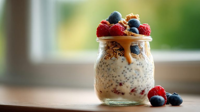 Raspberry Chia Overnight Oats (15g Fiber)