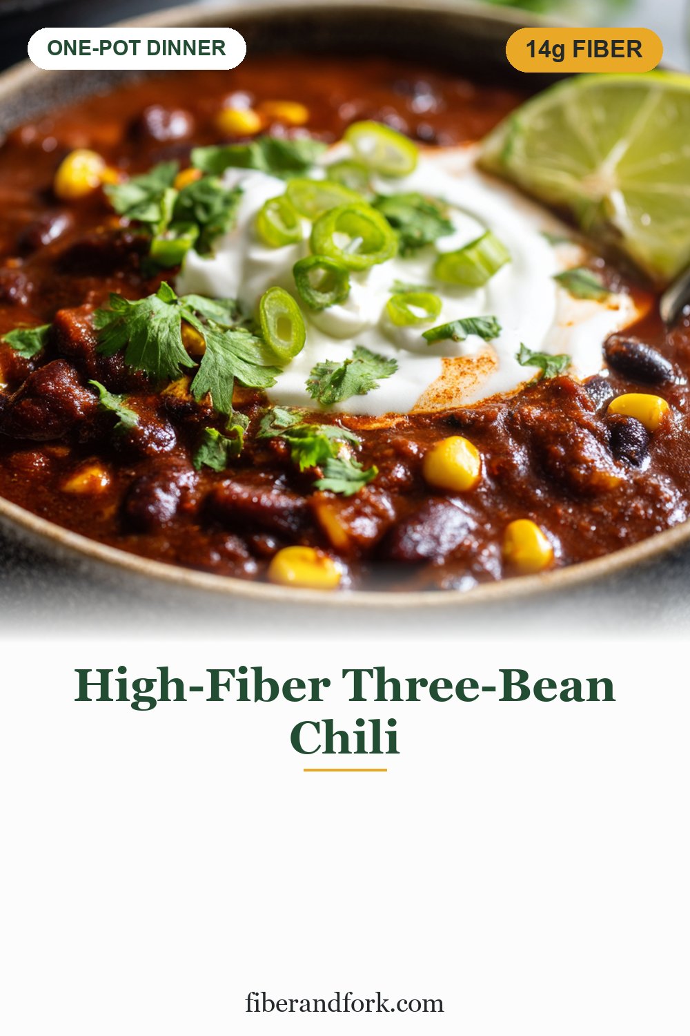 High-Fiber Chili (14g Fiber, Three Beans, One Pot)