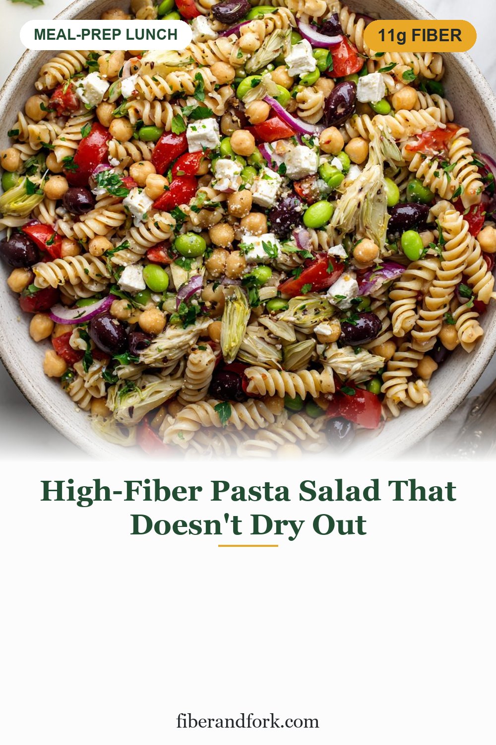 High-Fiber Pasta Salad That Does Not Dry Out (11g a Serving)