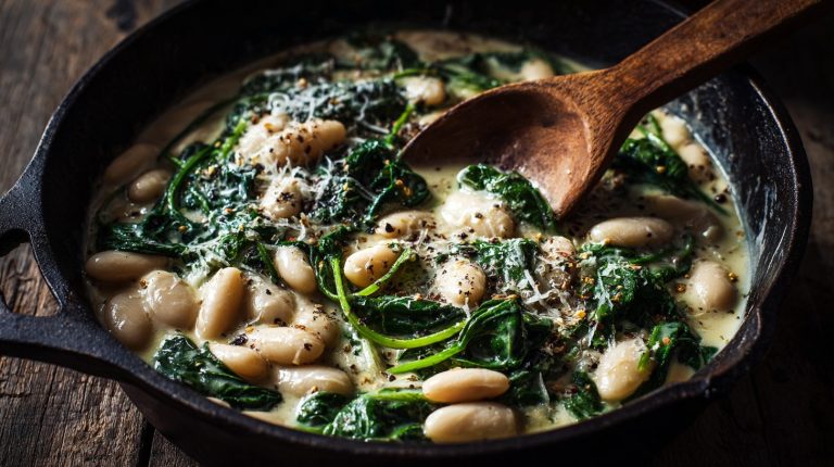 Creamy White Bean & Spinach Skillet (12g Fiber, 20 Minutes)