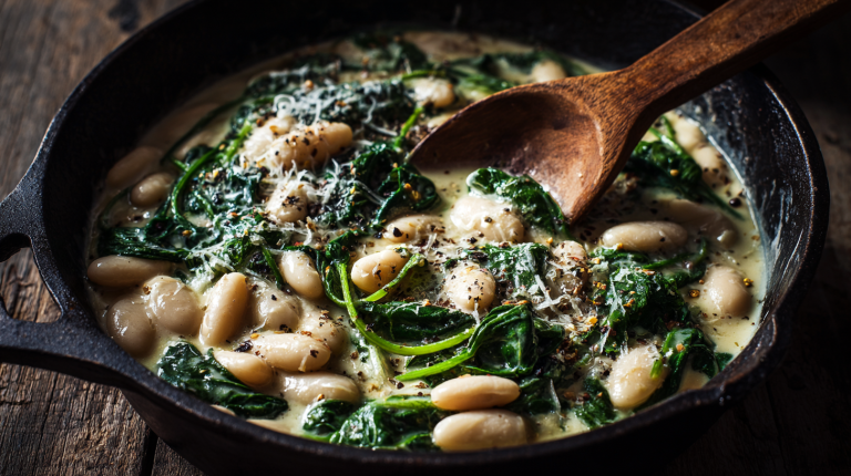 Creamy White Bean & Spinach Skillet (12g Fiber, 20 Minutes)