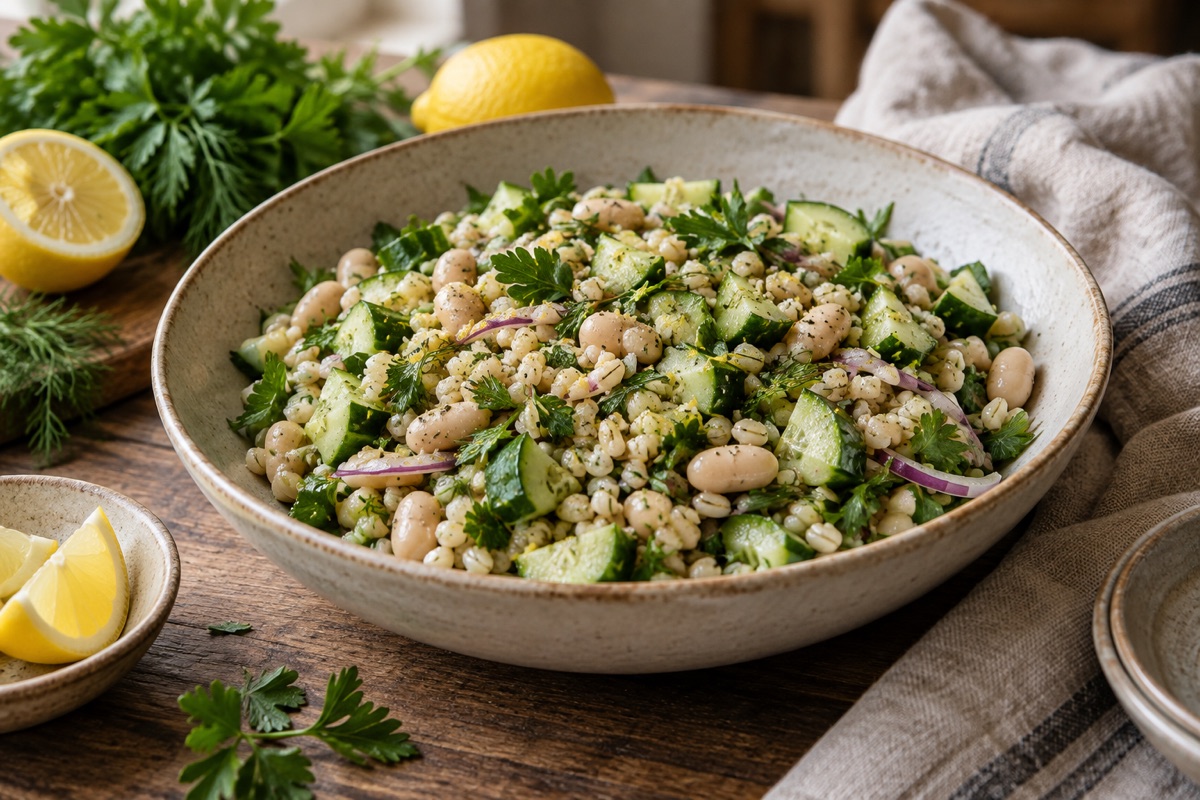 Barley and white bean salad