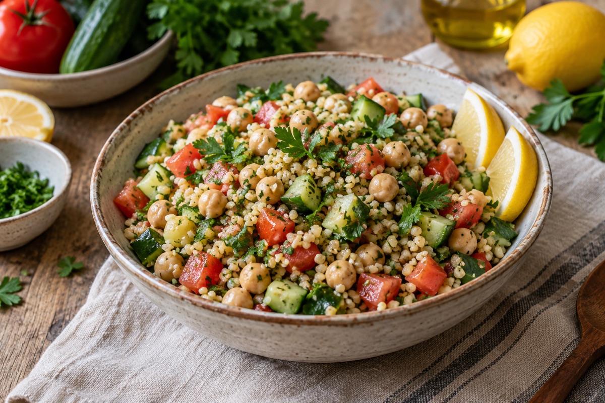 Bulgur and chickpea salad