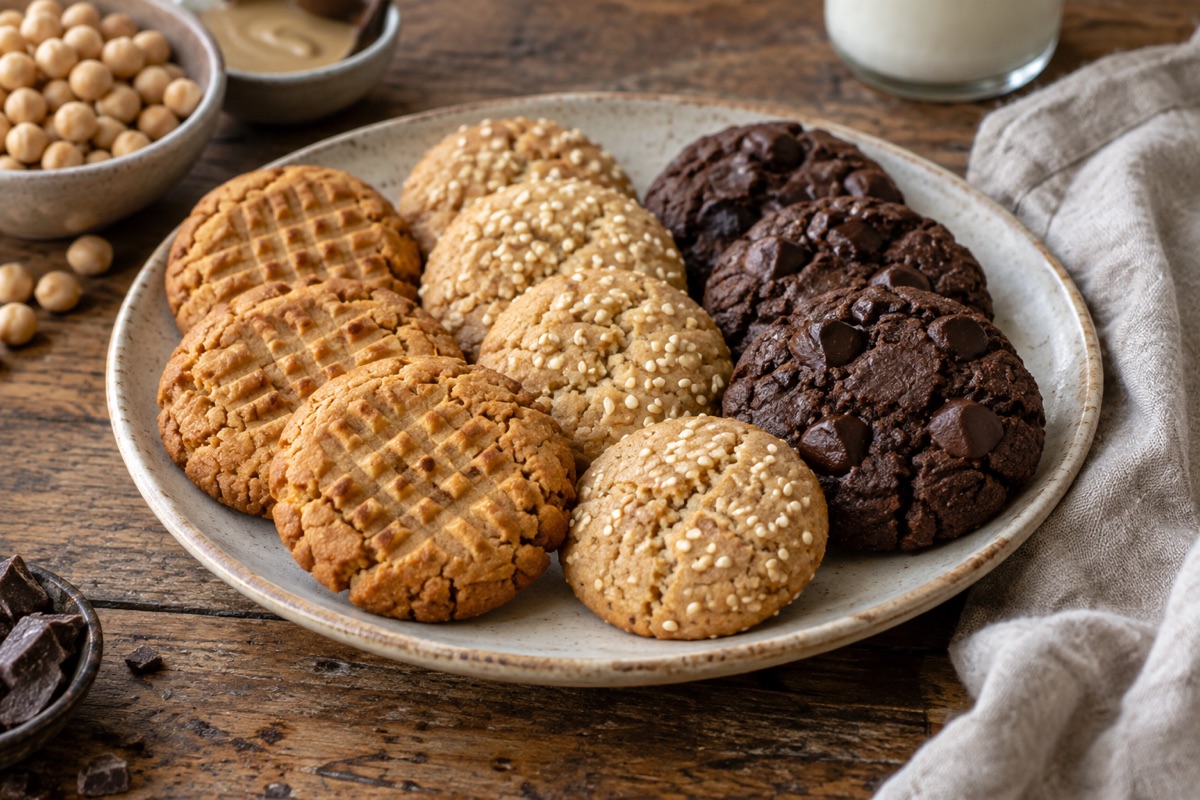 Chickpea cookies in three variations