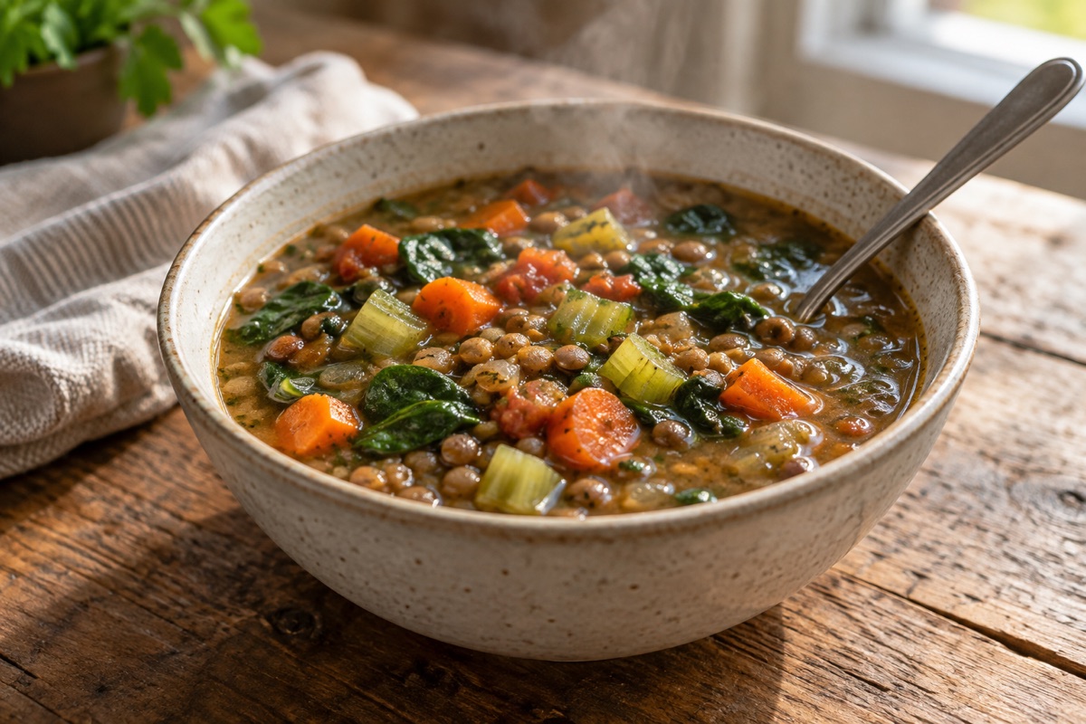 Chunky lentil vegetable soup