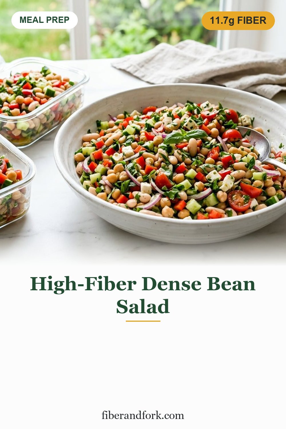 High-Fiber Dense Bean Salad (11.7g Fiber, Keeps 4 Days)