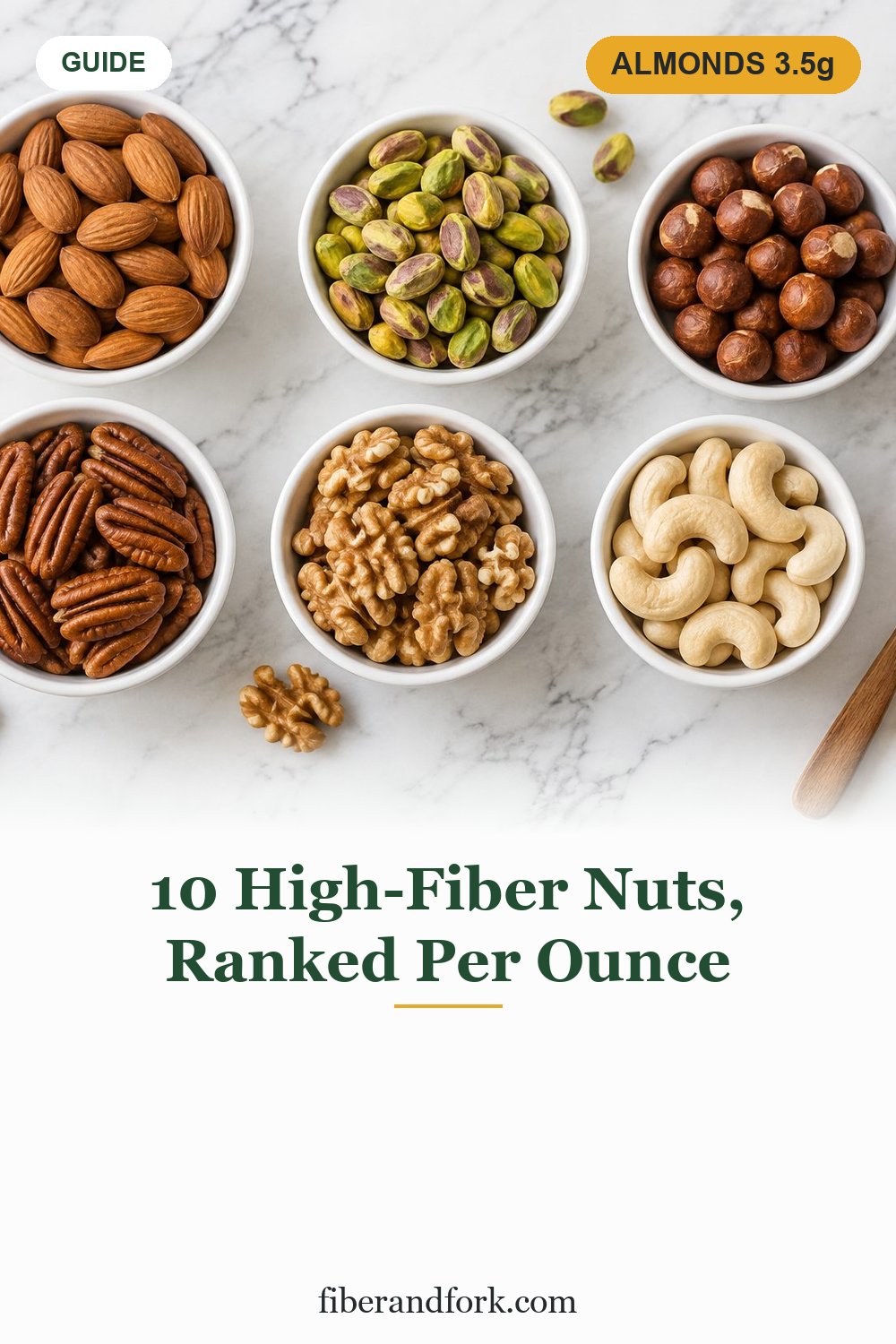 High-Fiber Nuts: 10 Ranked by Fiber Per Ounce